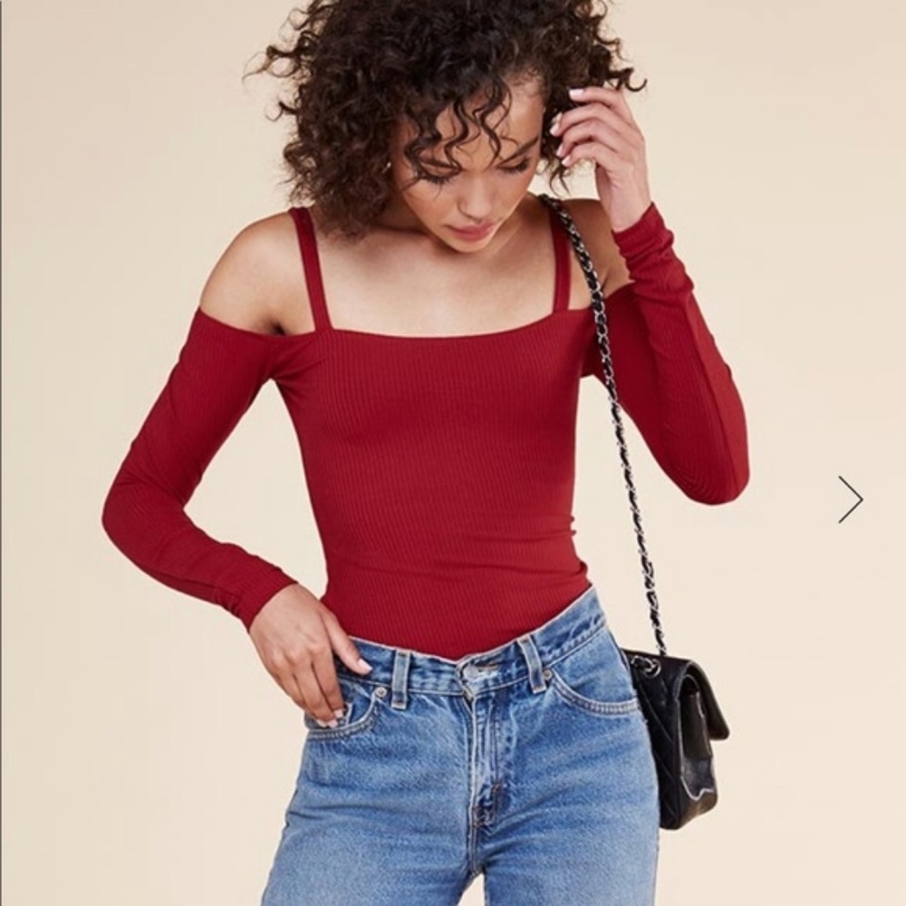 Reformation Sabine cold shoulder top